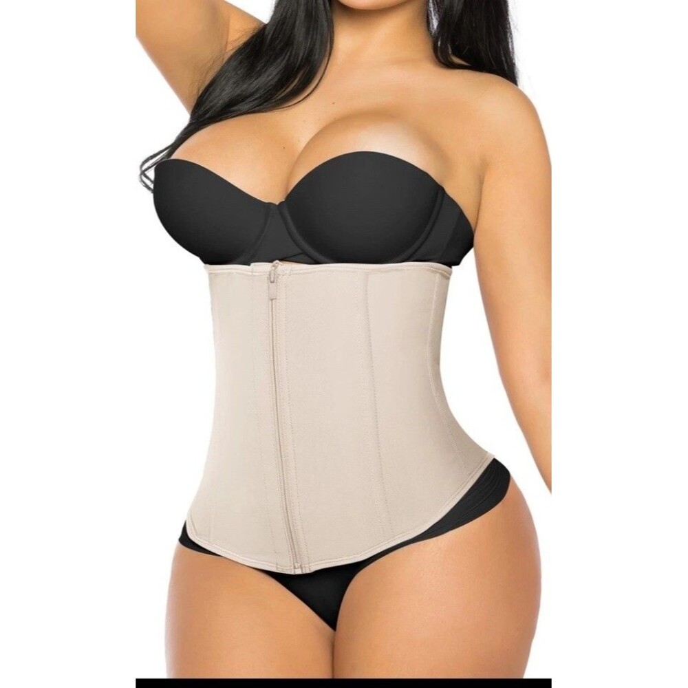 YIANNA Zip & Hook Latex Waist Training Corset Shaper Girdle Size Large